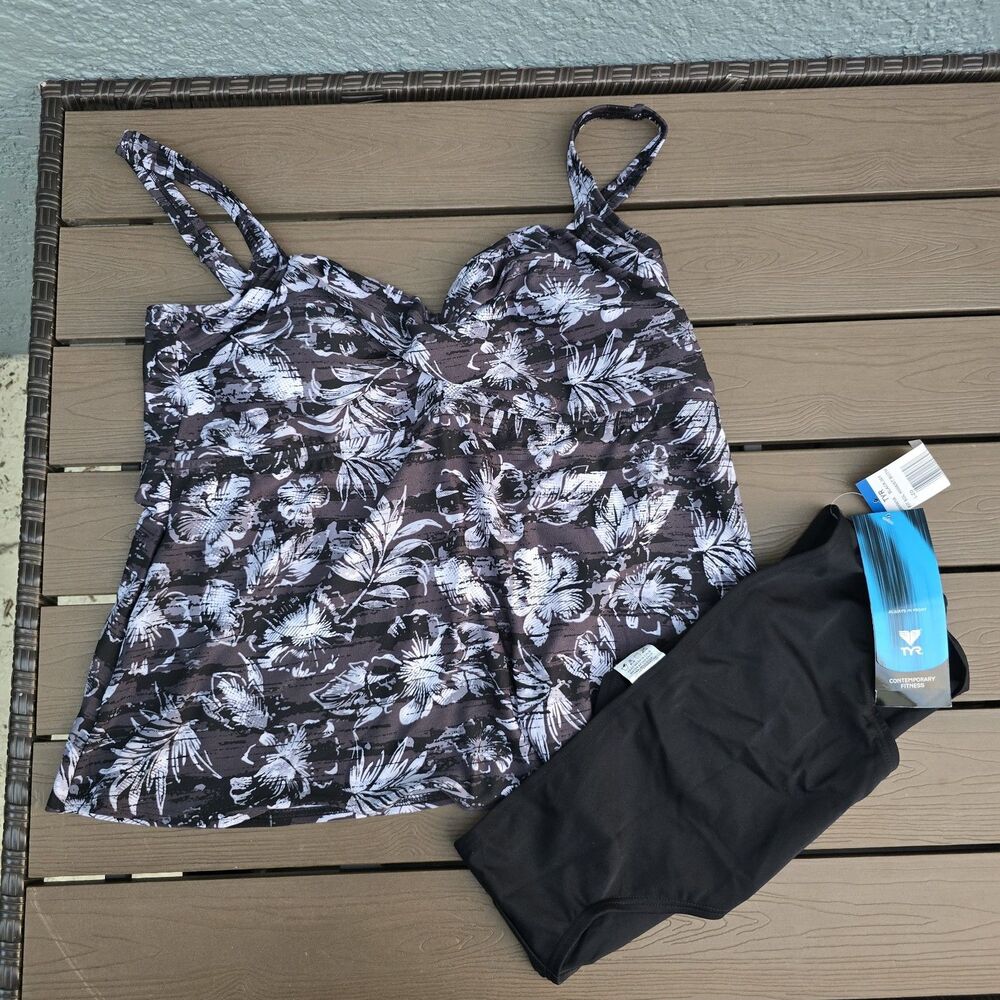 TYR Womens Boca Floral Twisted Tank W/black High Waist Bikini  Sz 18 New No Tag